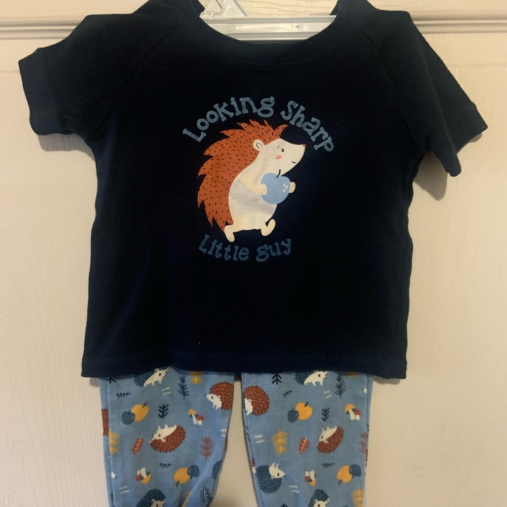 Kids Hedgehog Pajama Set - Navy and Blue